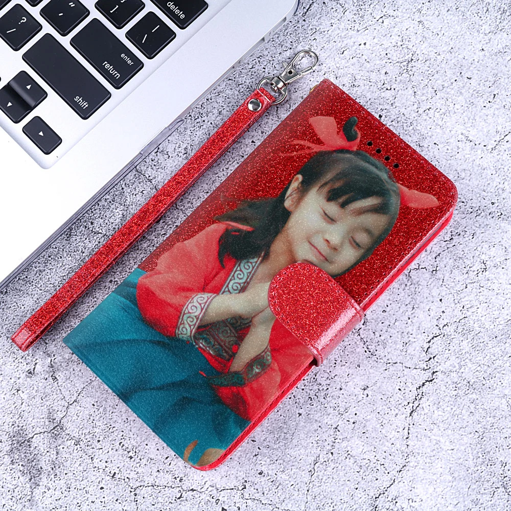 Компактный блестящий чехол AQUOS R2 индивидуальный кожаный кошелек для фото