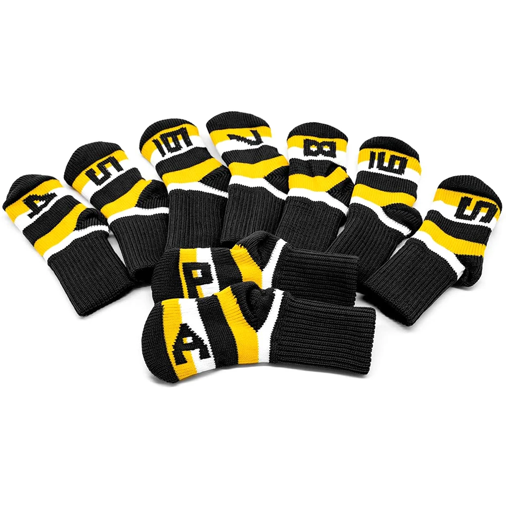 

Golf Iron Head Covers Individuality Knitted Socks Shape Golf Club Protective Set With Number Printing New Type DropShipping