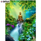 Алмазная живопись 5D, полноразмернаякруглая вышивка, Будда, религия, водопад, алмазная вышивка, вышивка крестиком, мозаика, картина M870