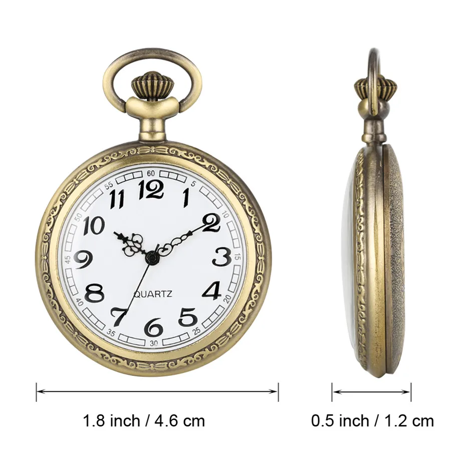 Классические кварцевые бронзовые карманные часы с арабскими цифрами дизайн