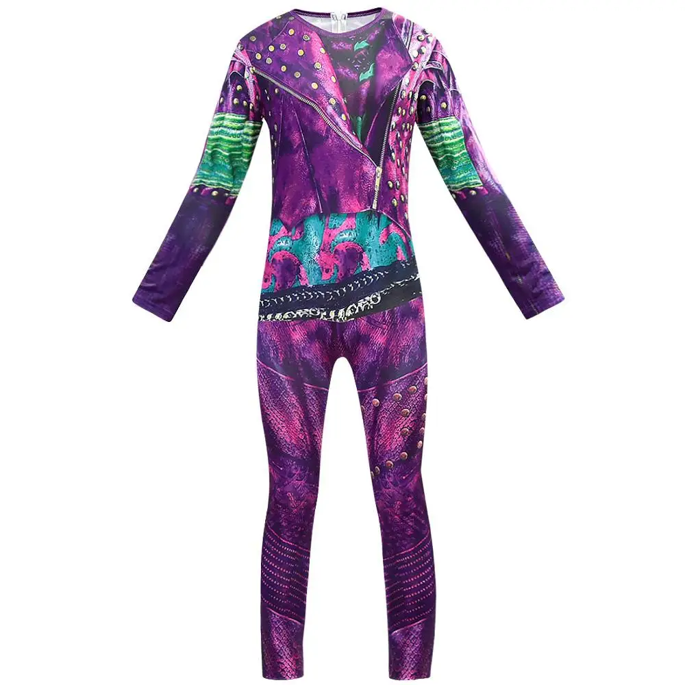 Kids Anilnc Descendants 3 Evie Girls Cosplay Costumes with Wig + Gloves Children Carnival Party Jumpsuits for Halloween Costume |