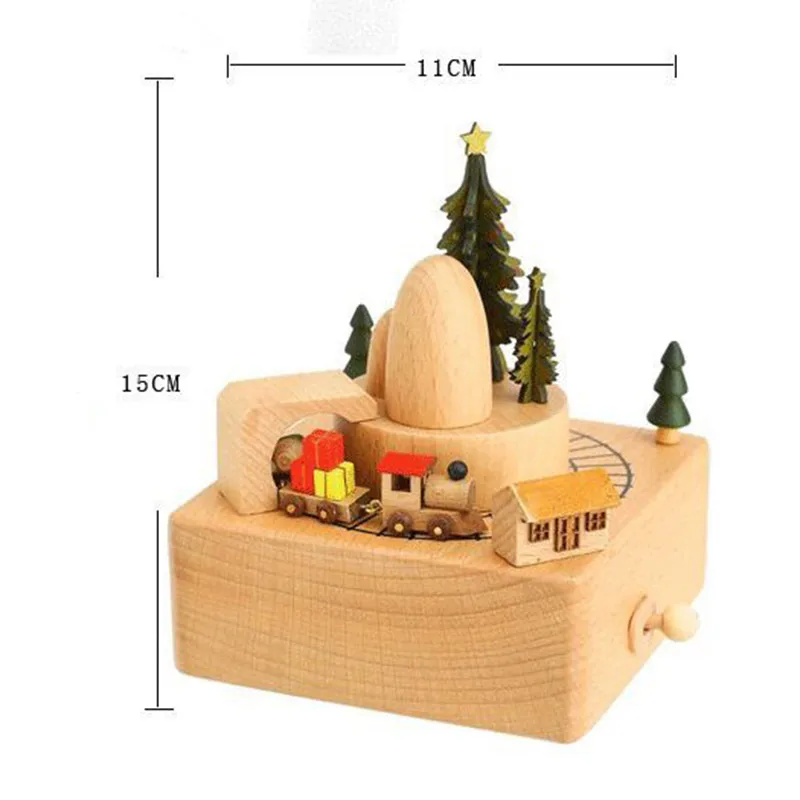 

Christmas Music Box Wooden Christmas Tree Train Musical Box for Birthday Wedding Gift Decorative C44