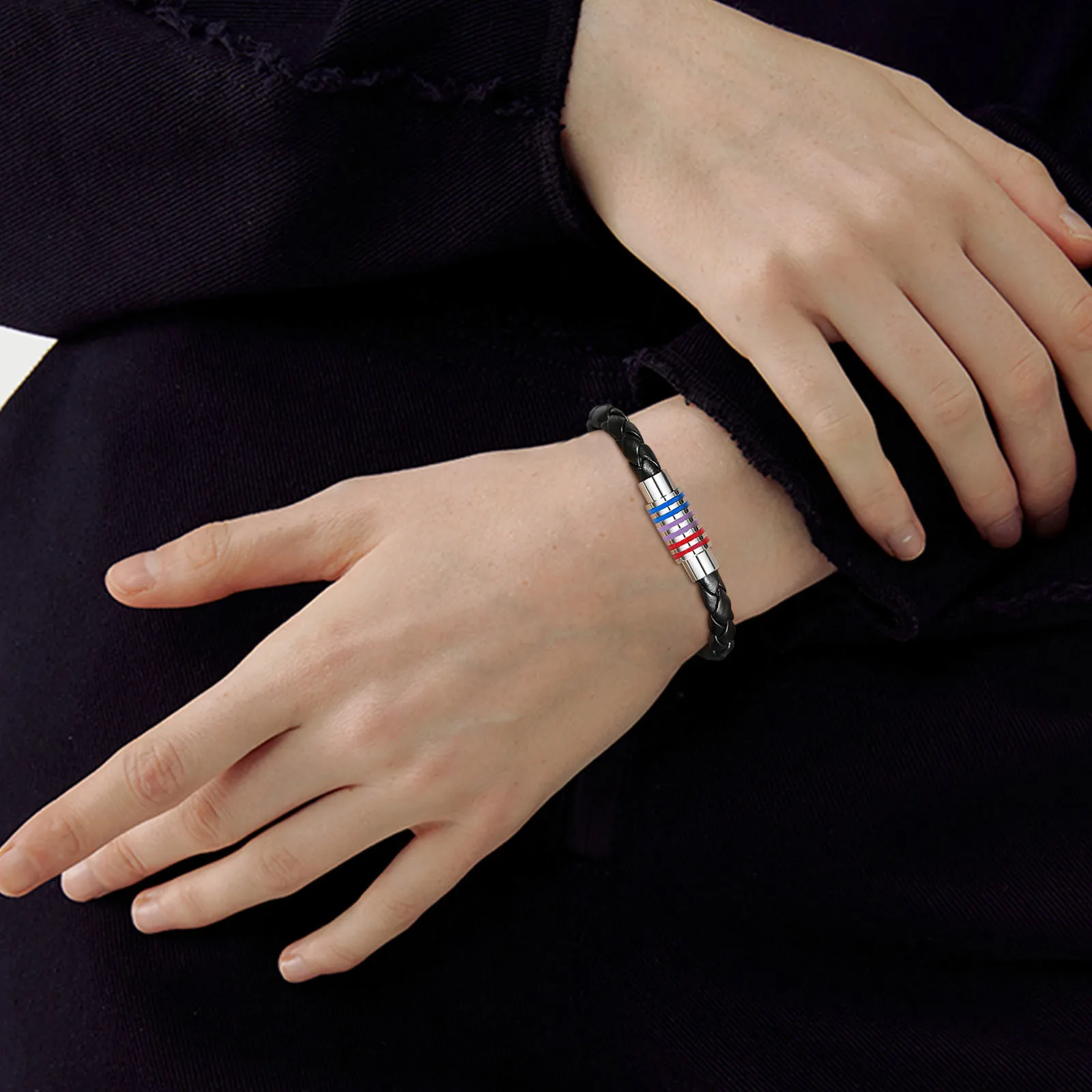 Vnox радужные плетеные кожаные браслеты для лесбиянок геев бисексуалов ювелирные