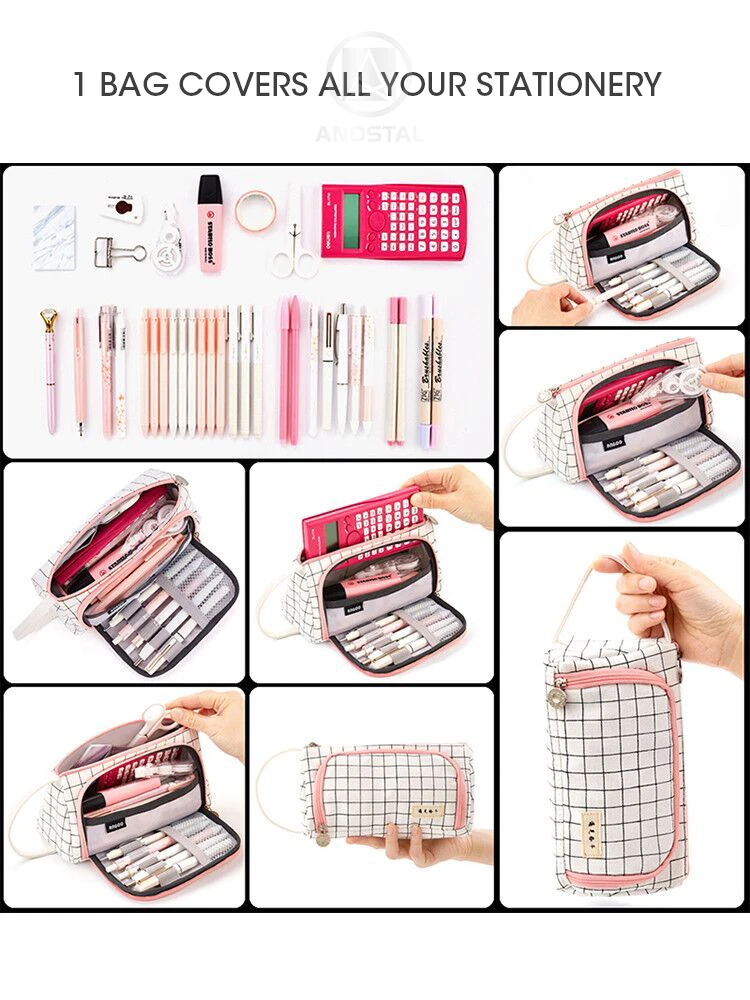 

Andstal 17 kawaii designs Cute Large Capacity School Pencil Case for girls boys pen case pencil bag pouch purse Pencilcase box