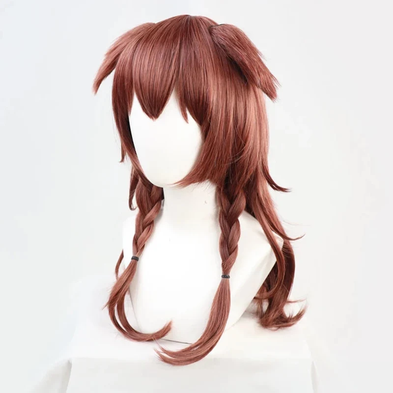 VTuber Inugami Korone Cosplay Wig Hololive Gamers Girl Ears Long Wavy Braided Hair Brown Braids Synthetic Hair + Wig Cap sexy anime cosplay