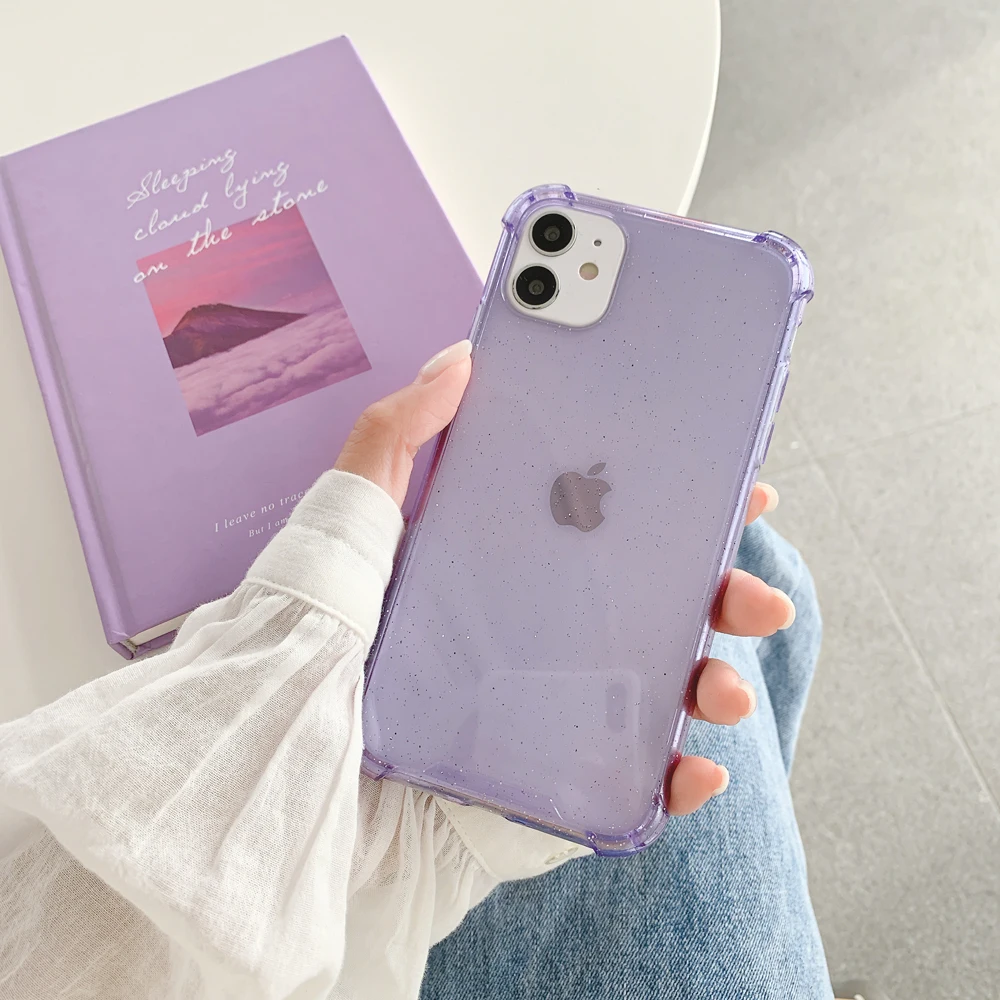 Флуоресцентный Блестящий Прозрачный чехол из ТПУ для телефона IPhone 11 Pro XR XS Max 12 2 8 7