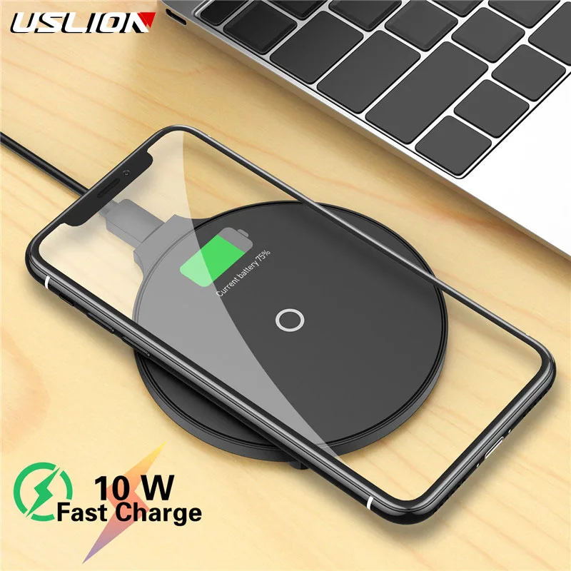 USLION 5W/10W беспроводное зарядное устройство для телефона DC 5V QI Беспроводное Xiaomi Samsung