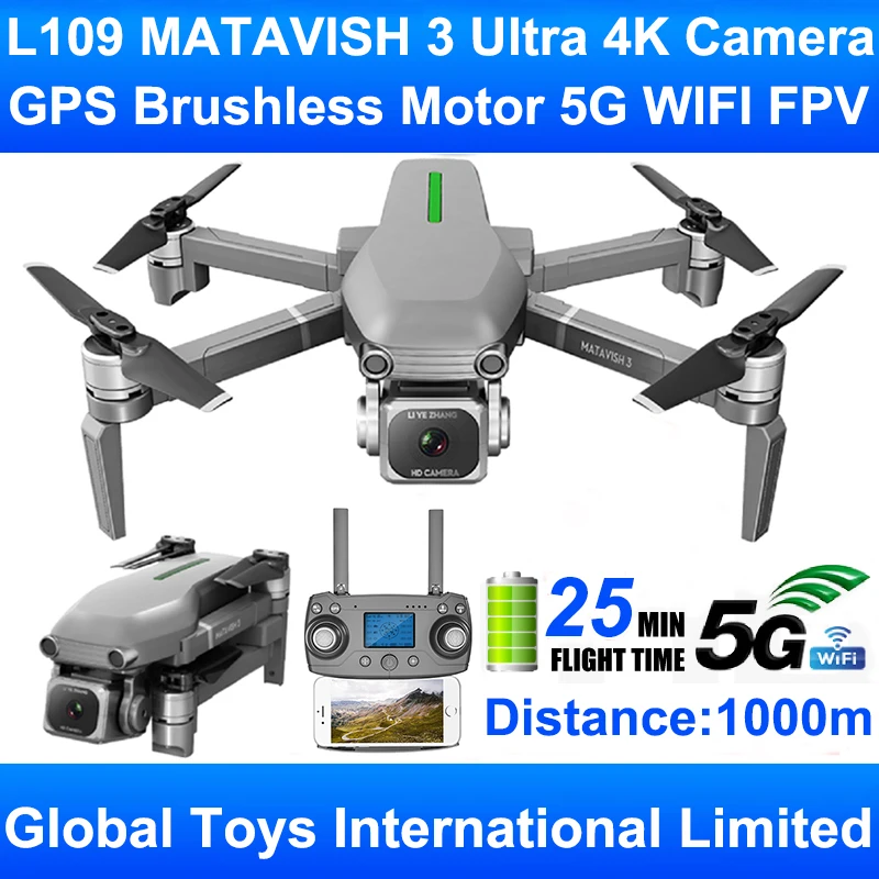 Дрон L109 MATAVISH 3 камера 4K HD GPS складной 5G Wi-Fi FPV RTF дистанционное управление | Игрушки и