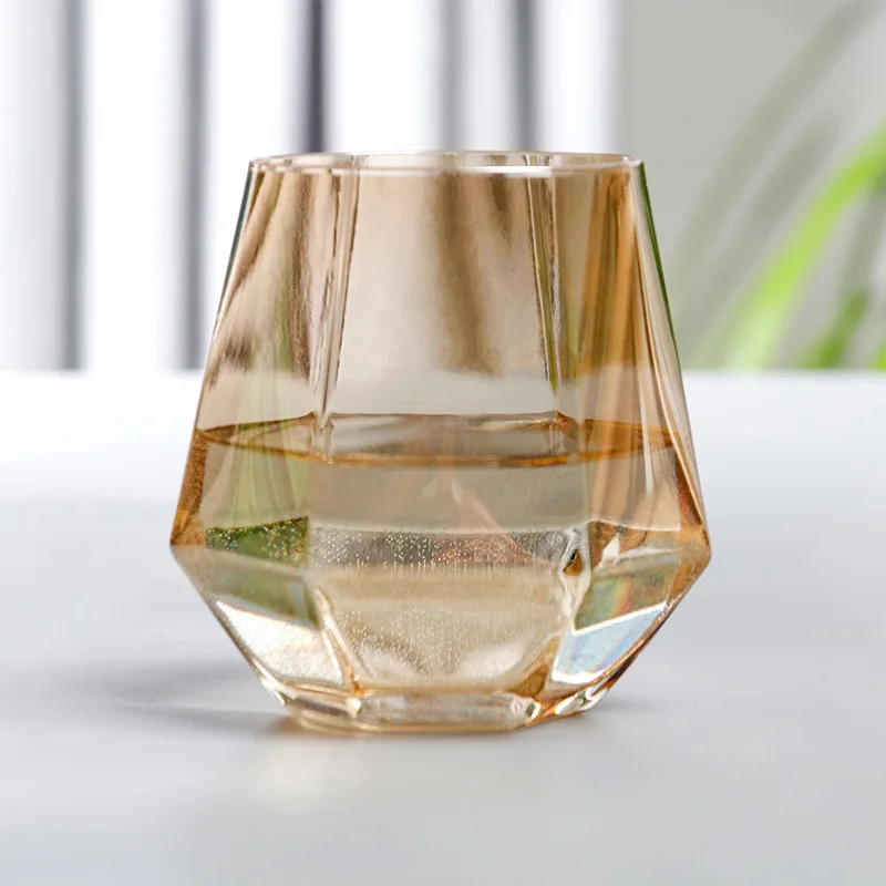 

Water Glass Cup Household Non-Slip Cup for Coffee Milk Diamond Hexagonal Whiskey Cocktail Beer Glass Transparent Glass Cup Glass