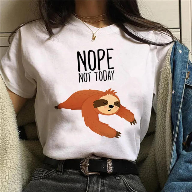 Не сегодня Ария Старк Письмо печати Футболка для женщин Nope Not Today сатана Харадзюку