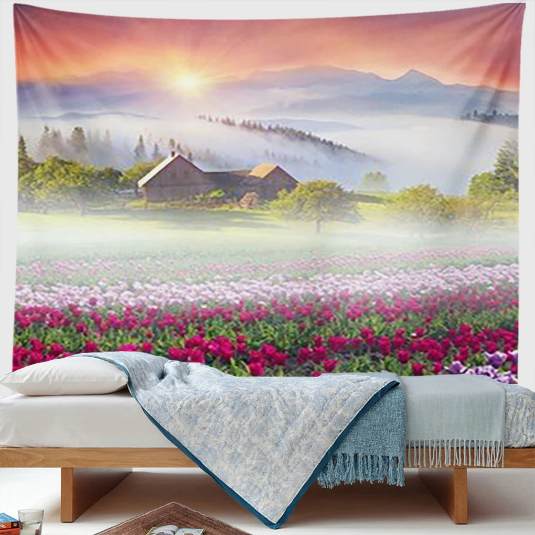 

Waterfall Mountain Pine Trees Natural Landscape Tapestry Lake Modern Art Wall Hanging Boho Home Deco Picnic Mat Carpet Gifts