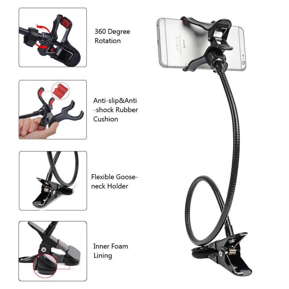 metal strong lazy holder long arm flexible bed lazy bracket desk phone holder for iphone desktop mount stand cell phone holder free global shipping