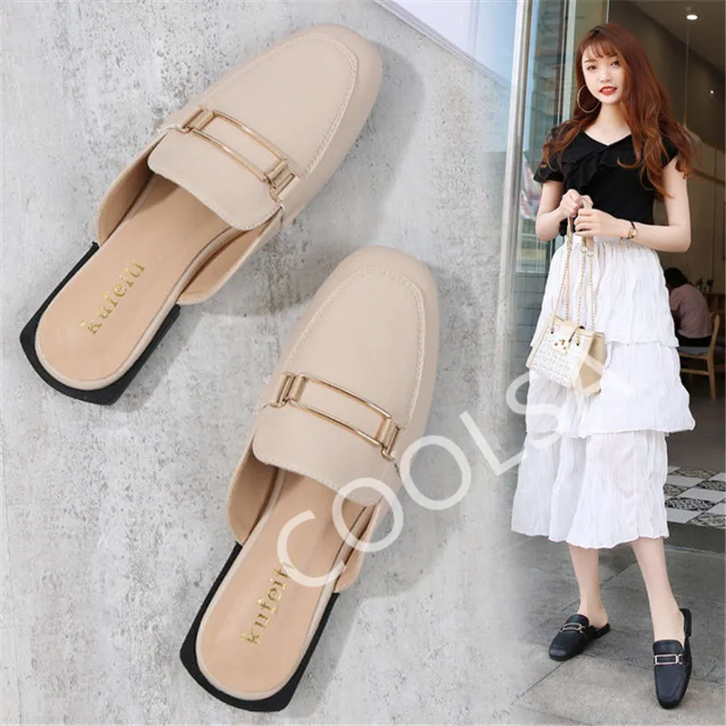 Мюли COOLSA женские на низком каблуке модные шлепанцы сланцы для улицы домашняя