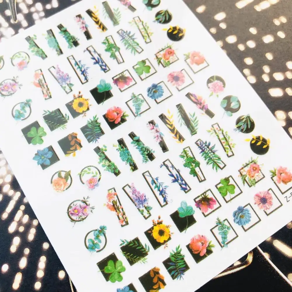 ZD-3628 серии Красочные цветы CA-490-496-498 стикеры 3d на ногти nail art Наклейка шаблон diy