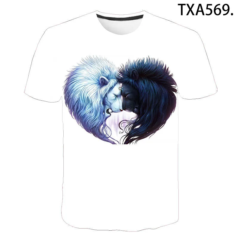 Модная футболка с 3D принтом льва крутые летние топы коротким рукавом и рисунком