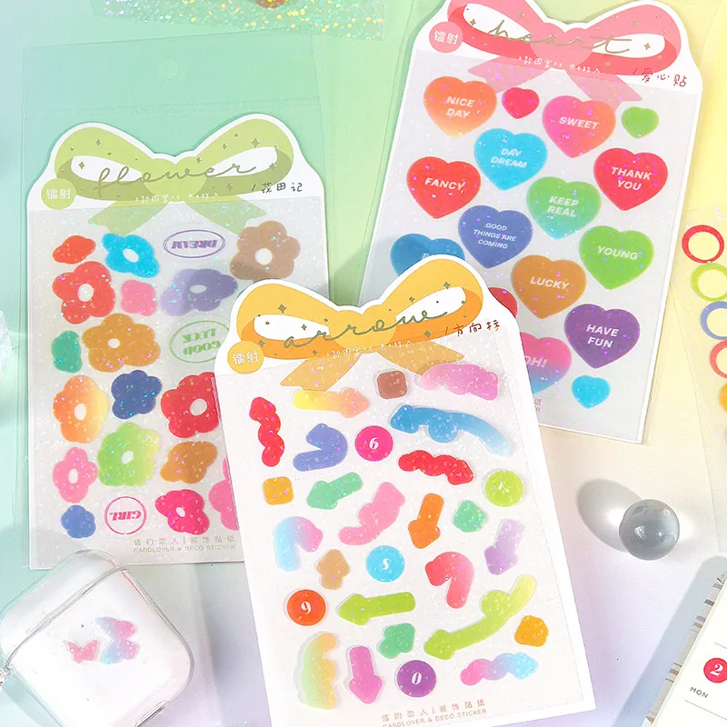 

4pcs/set Love letters Series Decorative Stickers Scrapbooking diy Label Diary Stationery Album Journal Planner Ribbon laser