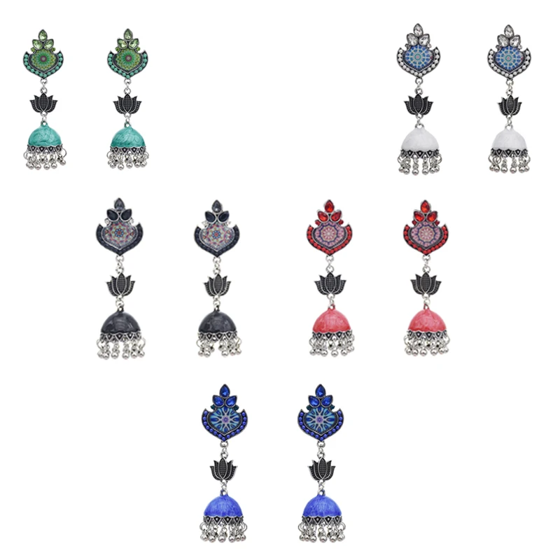 

New Fashion Boho Style Retro Bell Tassel Earrings Ladies Jewelry Earrings with Rhinestones Trendy Wild.