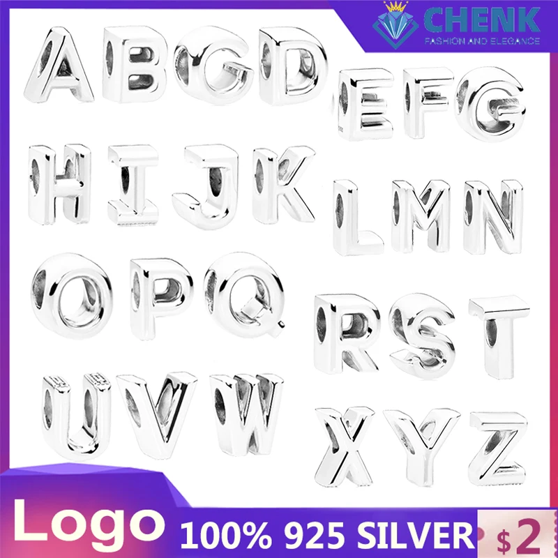 

S925 Sterling Silver Beads With Logo Classic Creativity Letter DIY Send Girls Birthday Gifts