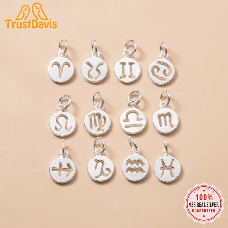 

TrustDavis Настоящее серебро 925 пробы Мода 12 созвездий Очаровательная подвеска ручной работы DIY аксессуары ювелирные изделия оптовая продажа DZ156