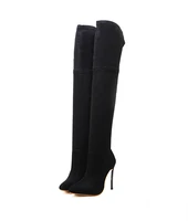 newest winter autumn 2020 woman boots over the knee high heels stretch pointed toe boots sexy female botines motorcycle shoes