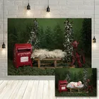 Рождественский фон Avezano для портретной фотосъемки новорожденных, Зеленый Лес, дерево, почтовый ящик, игрушка, Декор, реквизит для фотостудии