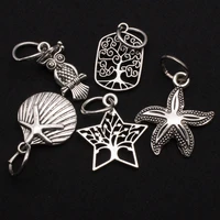 10pcspackhandmade diy retro owl life tree shell five pointed star personality necklace pendant ladies charm jewelry accessories