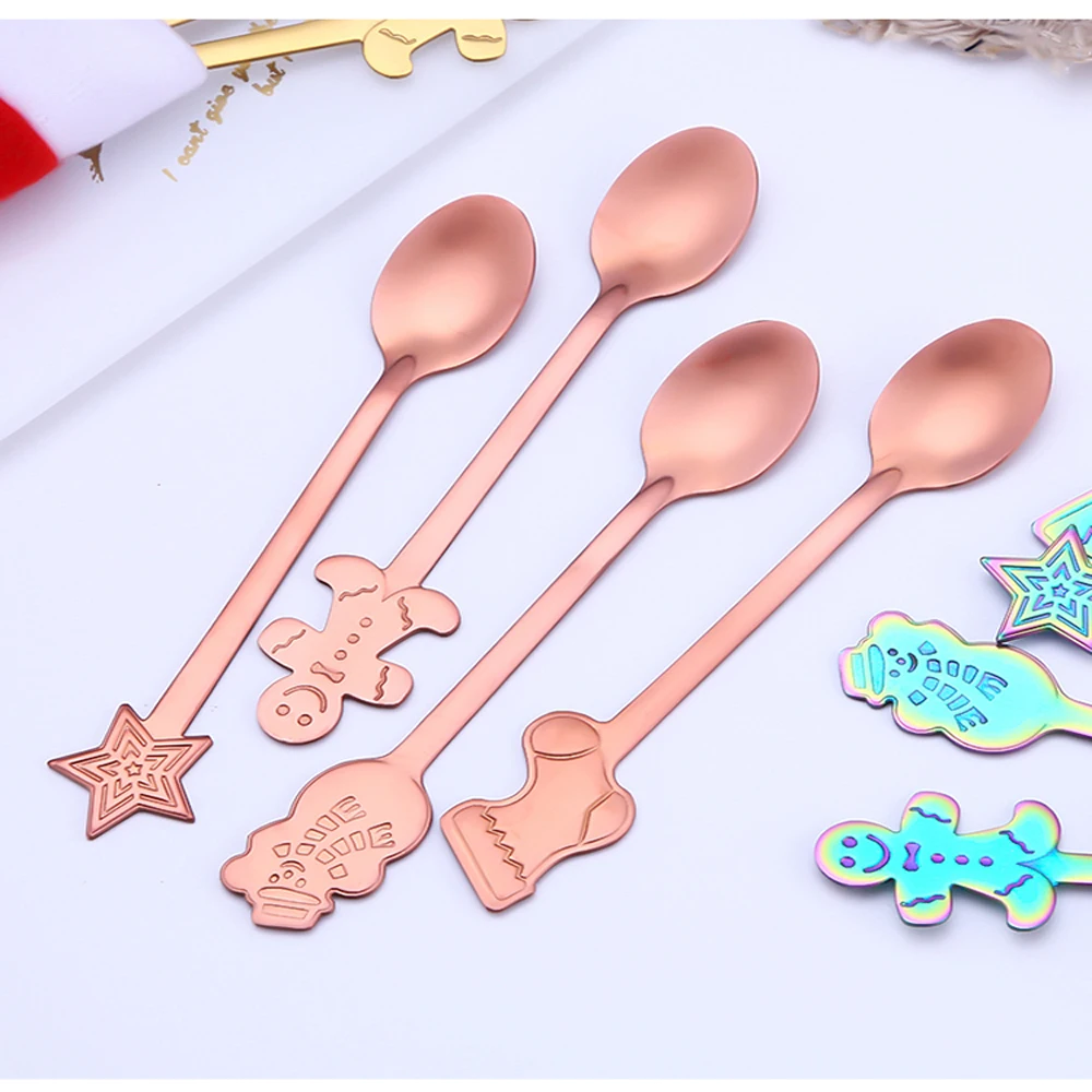 4 шт./компл. Рождественская посуда кофейная зернистая ложка для мороженого
