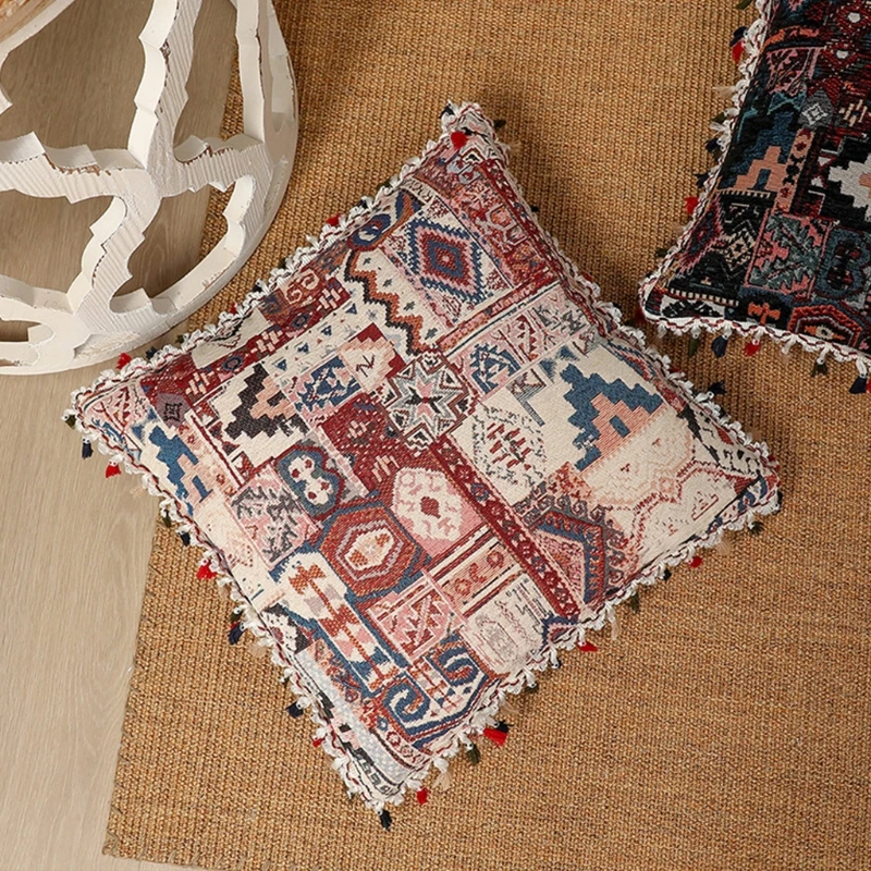 

Pillow Case Cotton Cloth Boho Tassels Cushion Cover Sofa Car Bedroom Office Living Room Hotel Hall Decoration Supplies