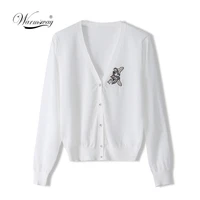 2021 summer new fashion cat embroidery cardigan sweaters mori girl high quality autumn linen coat b 096