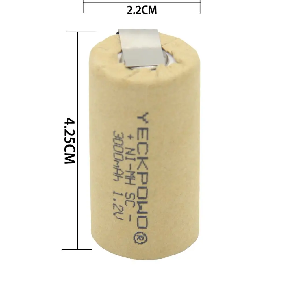 

akkus NIMH rechargeable 3000mAh sub C battery SC batteries nickel sheets welding tabs 1.2V for electric drills for power tools