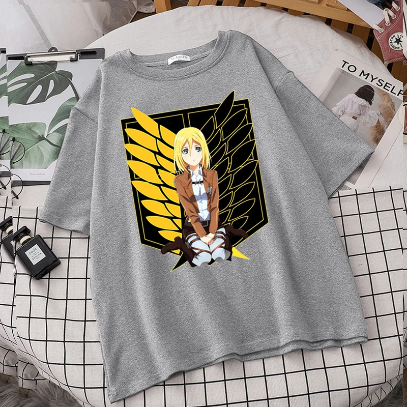 

Attack On Titan Shingeki No Kyojin Women T Shirt Harajuku Ulzzang Brand TShirts Oversized Tumblr Round Neck Top Short Sleeve Tee