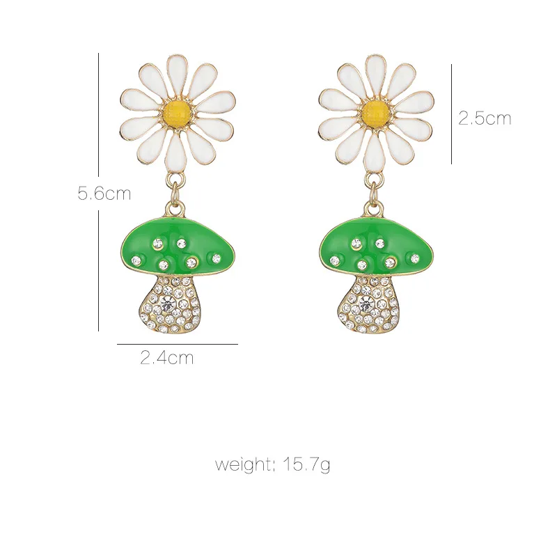 

Cute red mushroom earrings white polka dot dripping oil earrings autumn forest theme jewelry women girls birthday