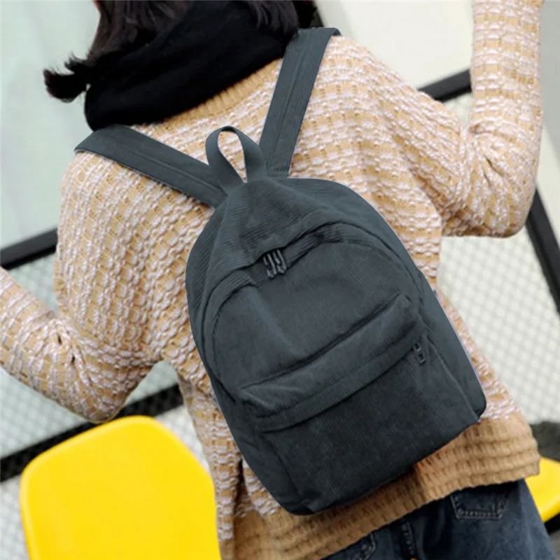 Новый стиль рюкзак из мягкой ткани Женский вельветовый дизайн школьный для