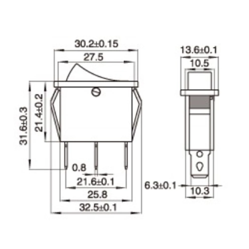 1 шт. KCD3 самоблокирующийся клавишный переключатель ВКЛ./ВЫКЛ. 2 позиции 3 контакта