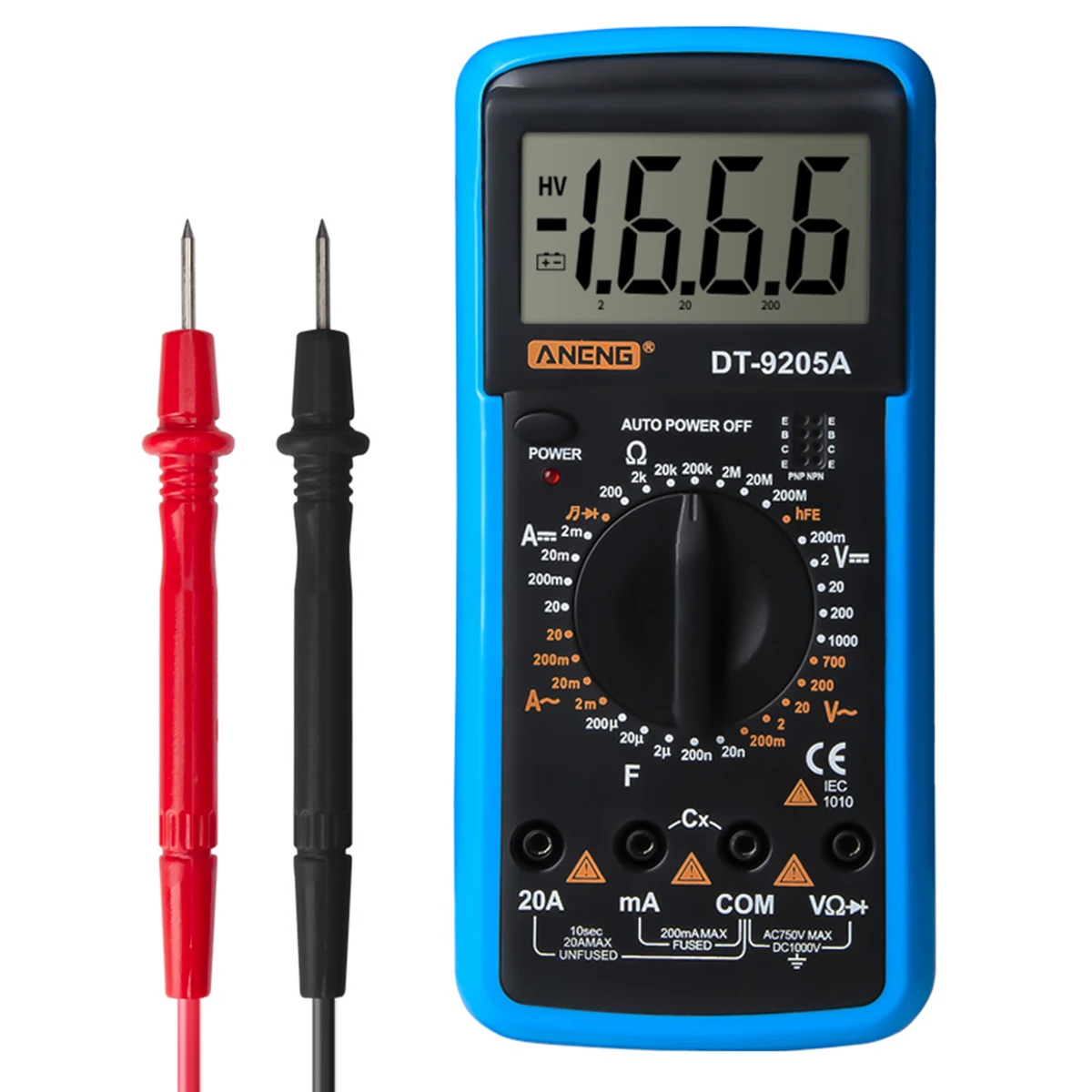 

DT-9205A Портативный Ручной цифровой мультиметр Вольтметр Амперметр Омметр AC/DC Вольт Ампер Ом Емкость Гц Тестер