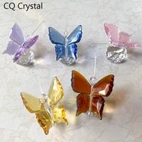 7 colors elegant butterfly crystal glass animal figurines paperweight art craft table ornament home wedding decor xmas kids gift
