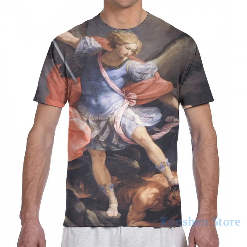 Футболка с изображением арчангеля Майкла Побеждающего сатаны 1635 Гидо Рени