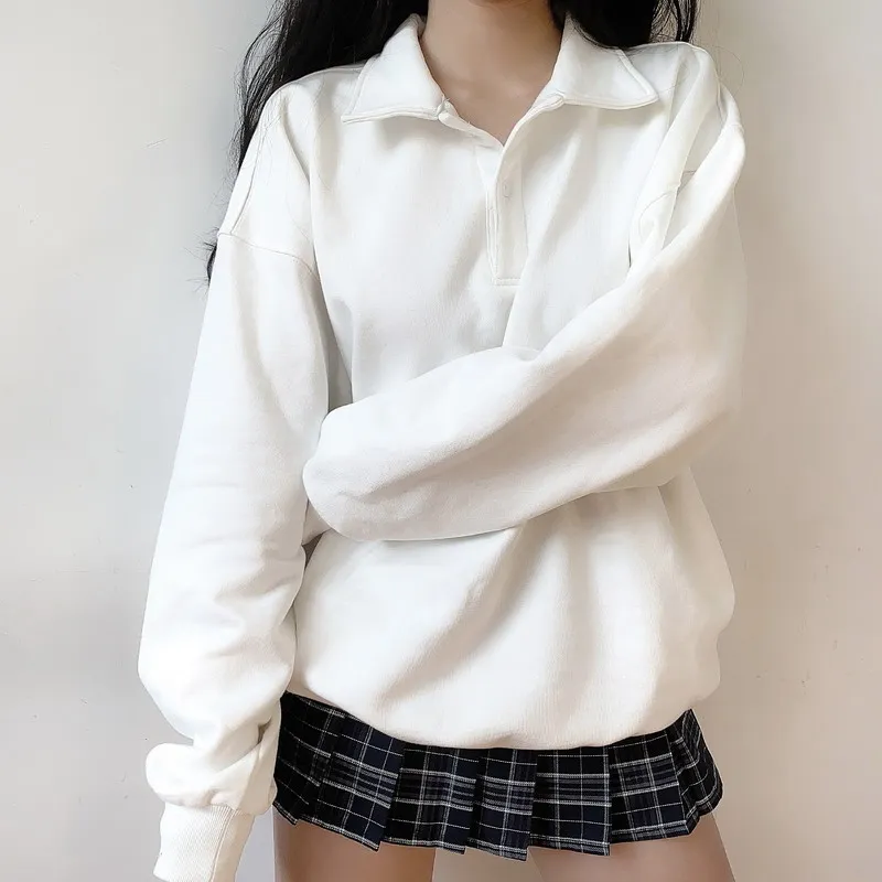 

Harajuku Aesthetic Anime Hoodie Women Kawaii Turn Down Collar Long Sleeve Oversized Streetwear Y2K Kpop Fall Winter Clothes Tops