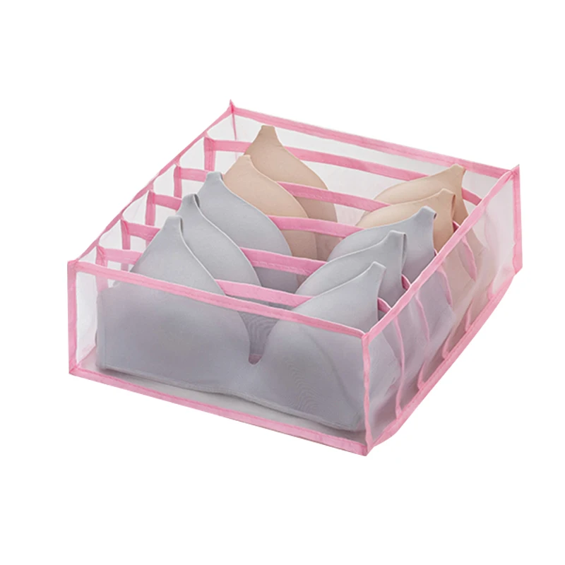 

2021 NEW Dormitory closet organizer for home separated underwear storage box 7 grids bra organizer foldable drawer organizer