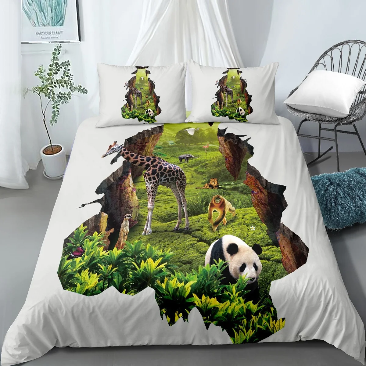 

New Fashion HD Digital Print 3D Animal Bedding Sets Duvet Cover+ Pillowcase 2/3pcs Single Queen King bed set US/AU/EU 12 size