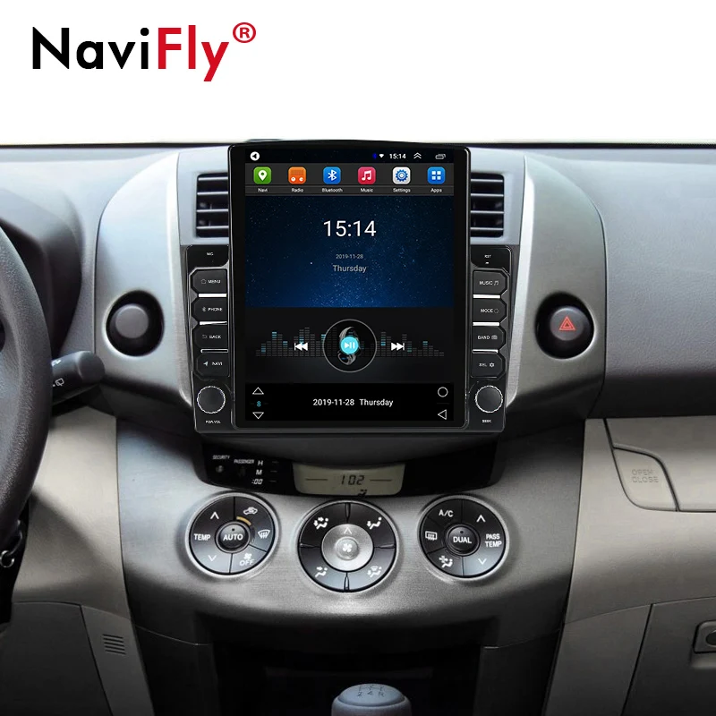Navifly Tesla экран Android автомобильный мультимедийный Радио Видео плеер для Toyota RAV 4