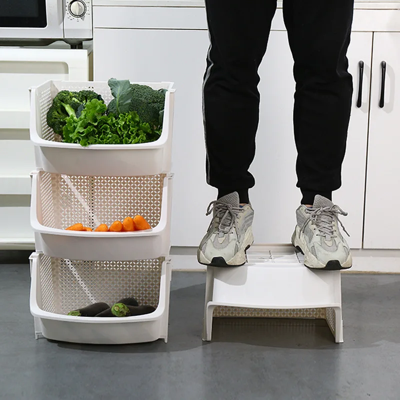

Кухонная корзинка для хранения Пластик мульти-функциональный дизайн с выбитым принтом для овощей и фруктов "стеллажи для выставки товаров ...