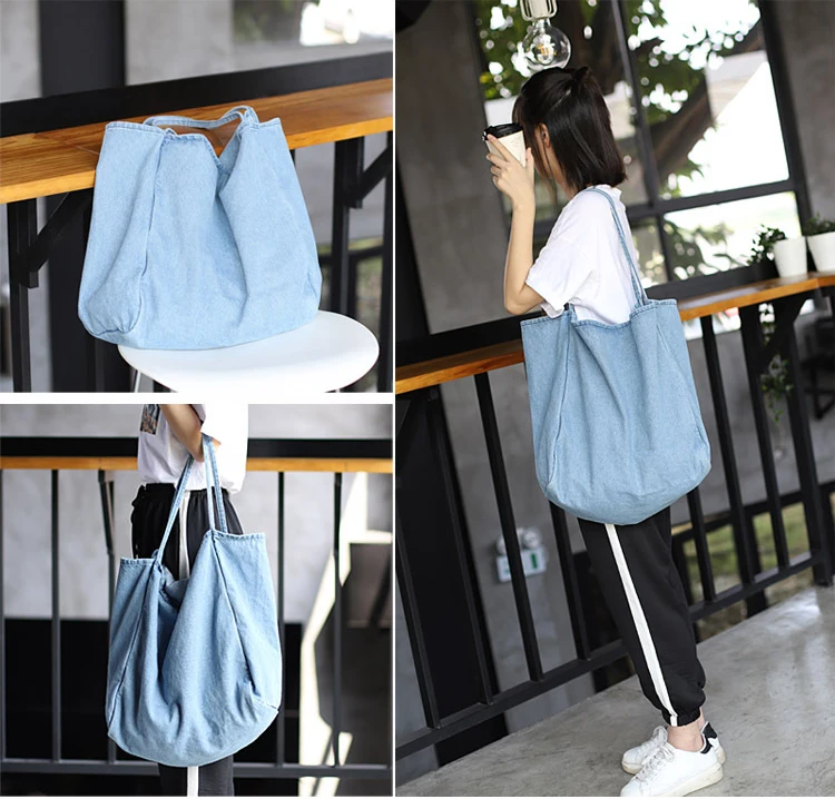 Модная Джинсовая Сумка для девушек и женщин Большая вместительная сумка тоут на