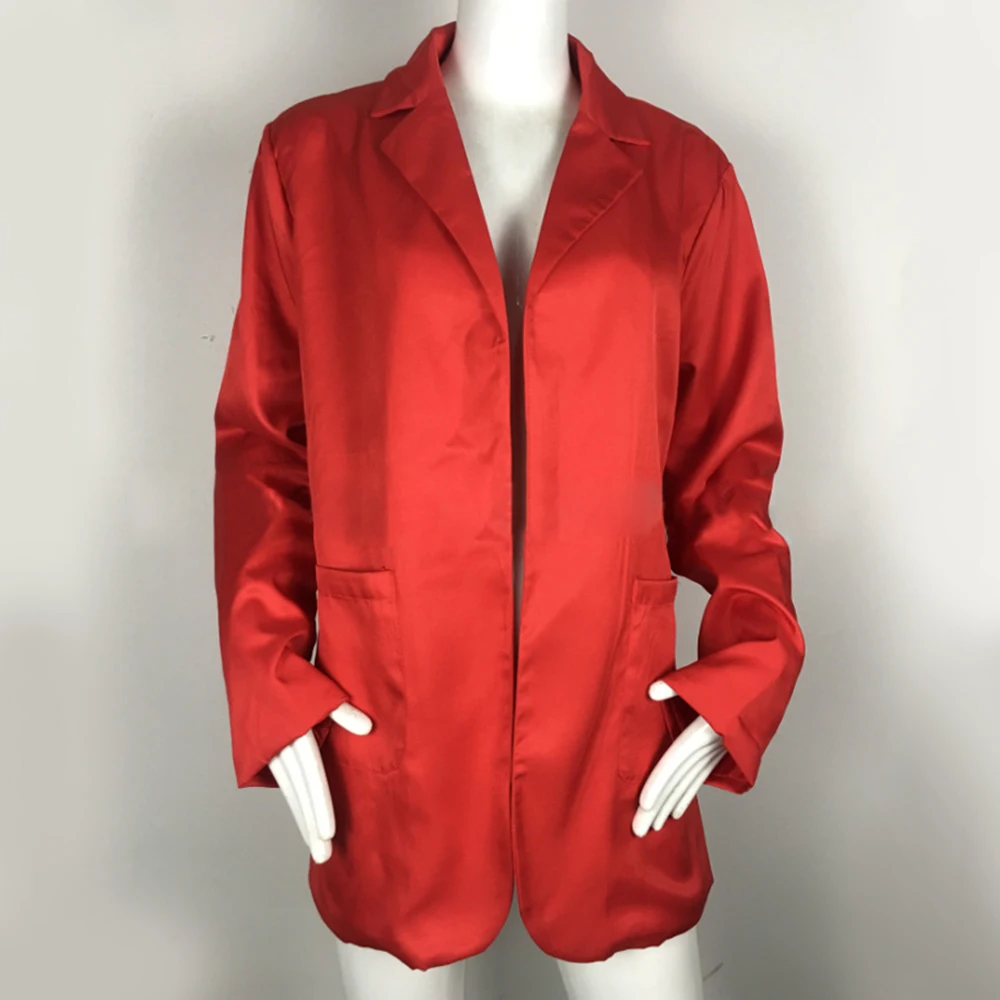 Wisalo, Женский S-5XL, тонкий, Повседневный, однотонный, Длинный блейзер с карманом, для работы, офиса, леди, весна, осень, костюм, длинный рукав, зубчатый Блейзер, пальто