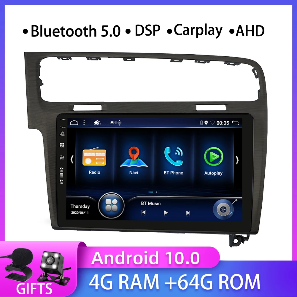 Автомагнитола на Android 10 0 4 + 64 ГБ для Volkswagen Golf 7 2013 2014 2015-2017 автомобильный