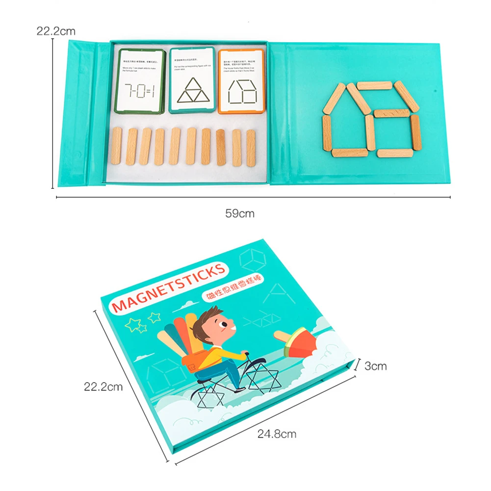 

Kids Wooden Toys Magnetic Puzzles Sticks Jigsaw Tangram Logical Thinking Game Children Educational Toys for Kids