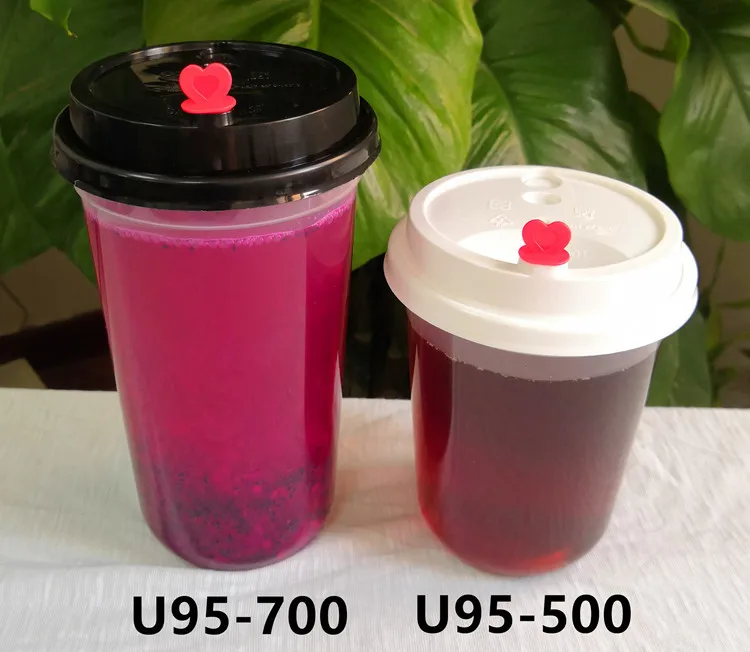 diposbale PP plastic transparent U-shape caliber95 injection cup with lid for milk tea/beverage accept custom | Дом и сад