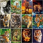 DIY краски по номерам тигр животное 50x40 художественные картины набор Раскрашивание декоративное холст стены Искусство Живопись маслом по номерам