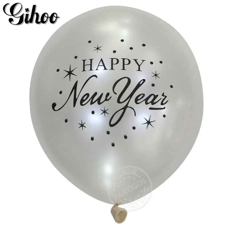 

10pcs 12inch Printed Happy New Year Latex Balloons Gold Silver Black Christmas Decoration 2020 New Year Party Supplies Gifts Toy