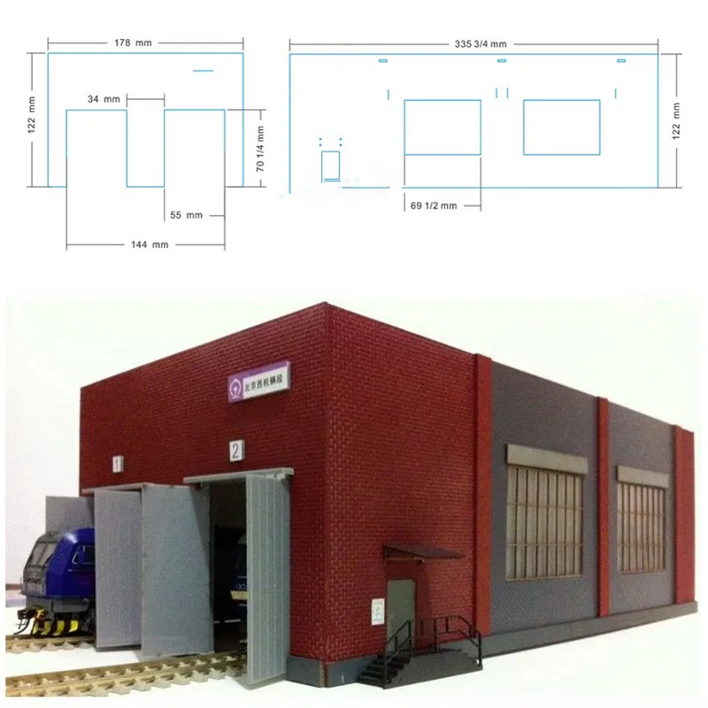 

1:87 HO Scale Double Door Garage Model for Sand Table Building Scene Decorations A19